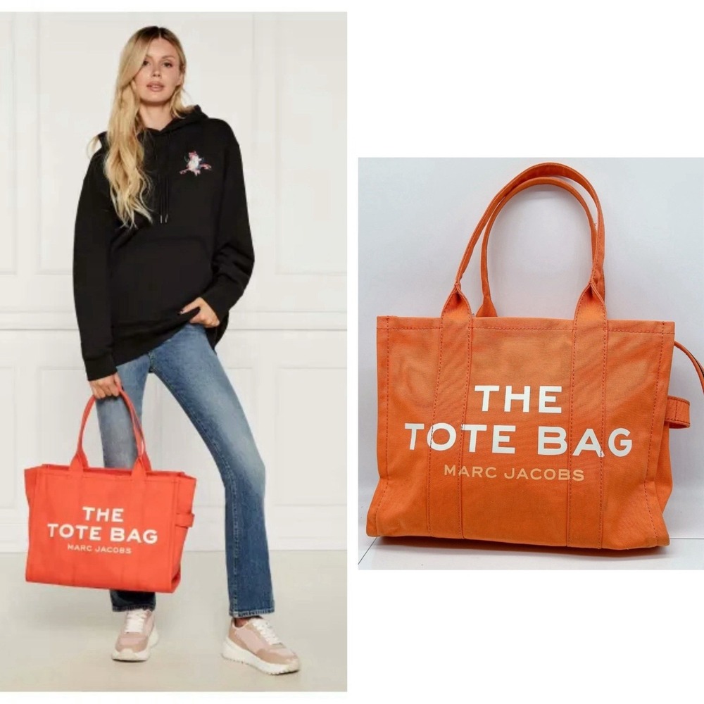 MARC JACOBS The Traveler Zip Tote LOGO Bag Orange Canvas - Large - Halloween